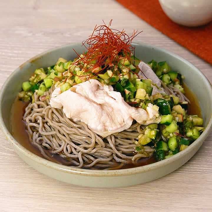 ピリ辛山形だしの冷しゃぶそば