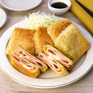 「油揚げでチーズハムカツ風」のレシピ動画