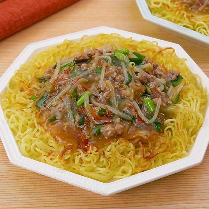 麻婆もやしのパリパリ焼きそば