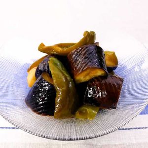 なすとピーマンのピリ辛レンジ煮浸し