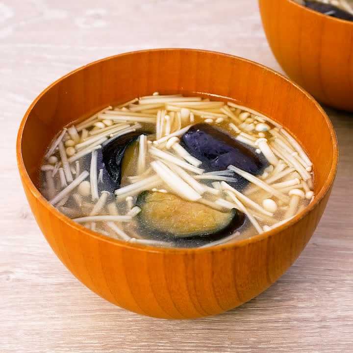 えのきと揚げなすの味噌汁