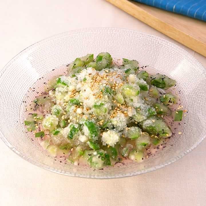 オクラと白だしの氷そうめん