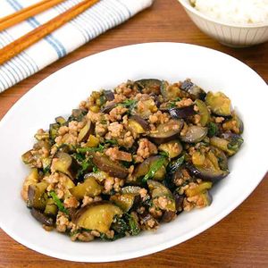 「なすのこってりひき肉大葉味噌」のレシピ動画
